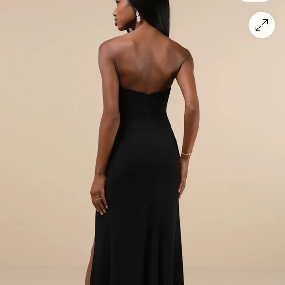 Lulu's Black Strapless Gown - Picture 3 of 8